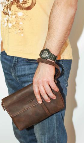 Вместительный кожаный мужской клатч коричневого цвета VATTO (11642) - 2