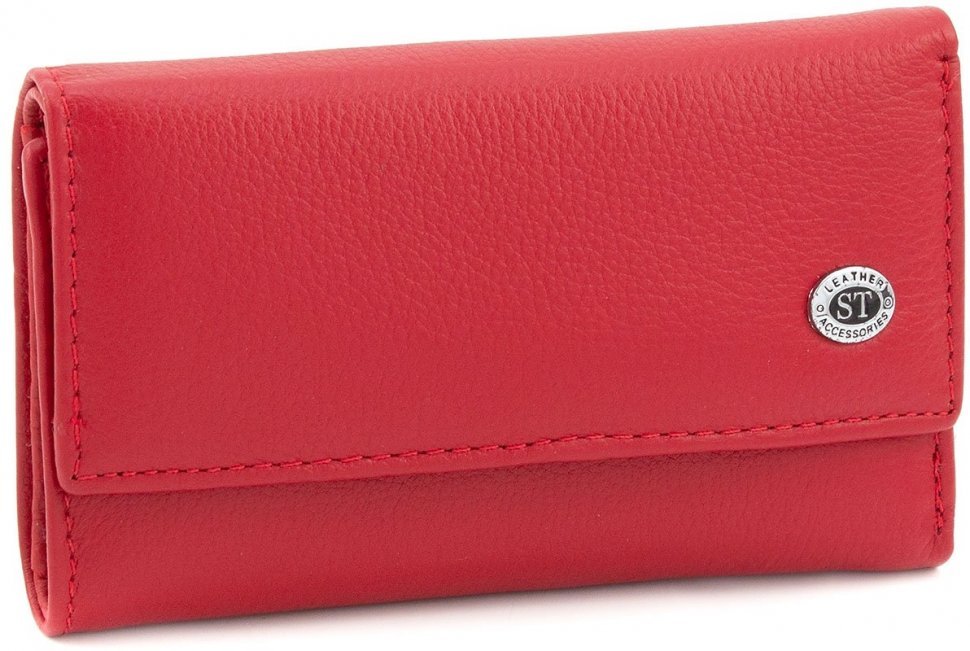 Красная женская ключница вертикального типа из натуральной кожи ST Leather (14025)