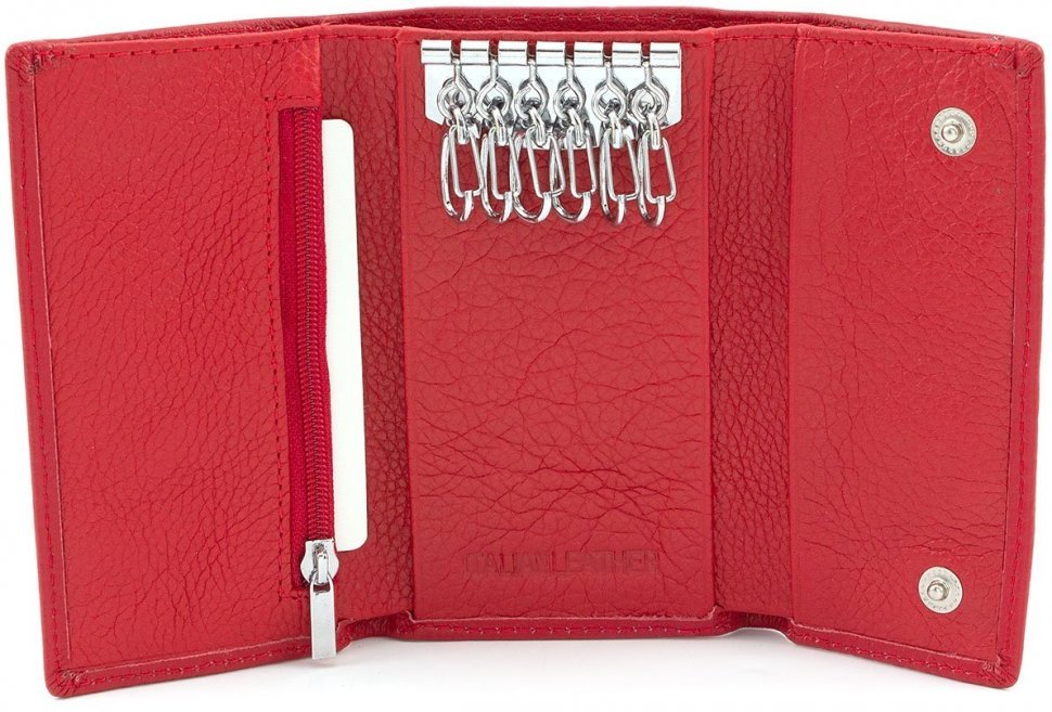 Красная женская ключница вертикального типа из натуральной кожи ST Leather (14025)
