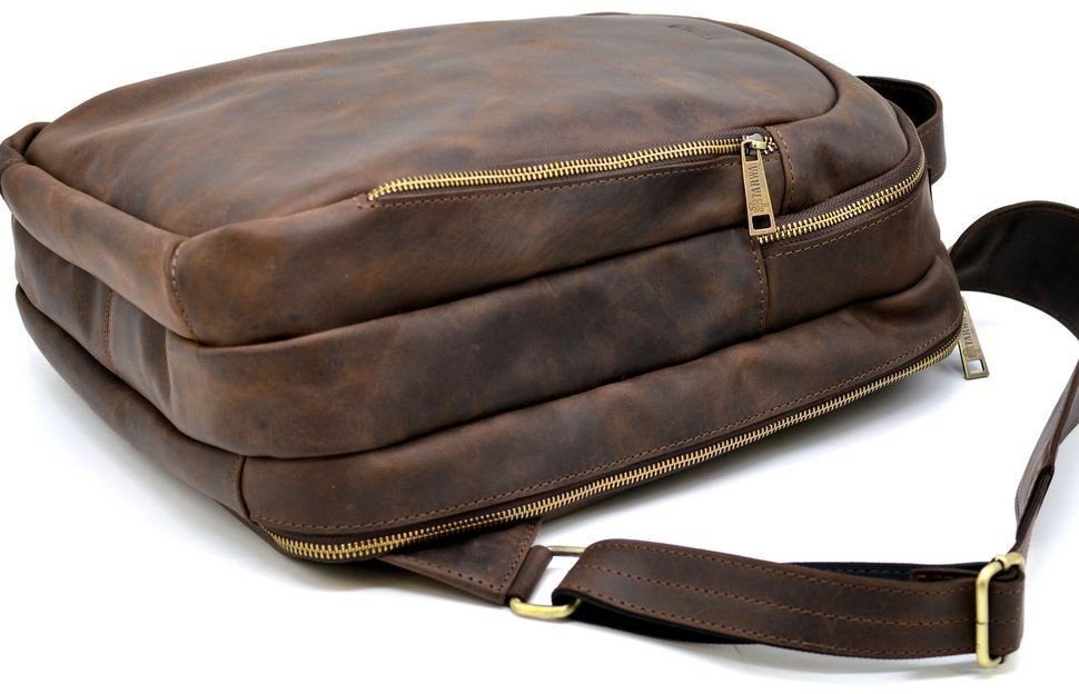 Темно-коричневый городской рюкзак из натуральной кожи Crazy Horse - TARWA (19760)