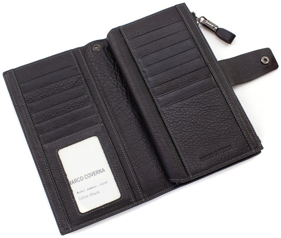 Кожаный дорожный кошелек для путешествий Marco Coverna (1426 black)