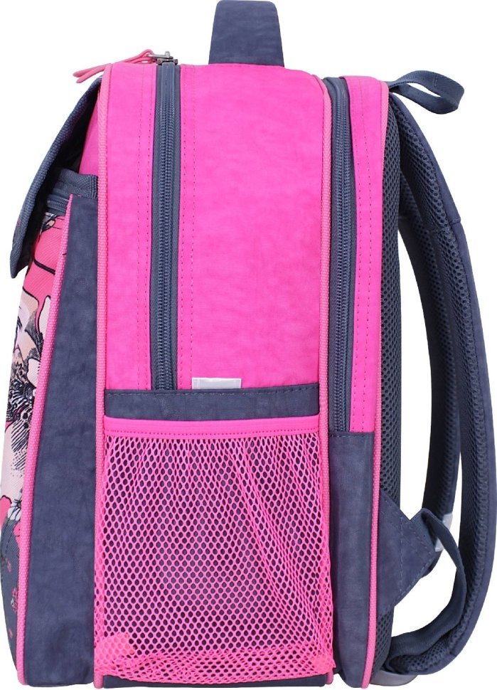 Серый школьный рюкзак для девочек из текстиля с ортопедической спинкой Bagland (55503)