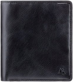 Классическое мужское портмоне из натуральной кожи черного цвета под много карт Visconti Matteo 69005