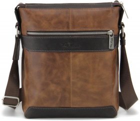 Коричневая мужская плечевая сумка-планшет из винтажной кожи Tom Stone (10966) - 2