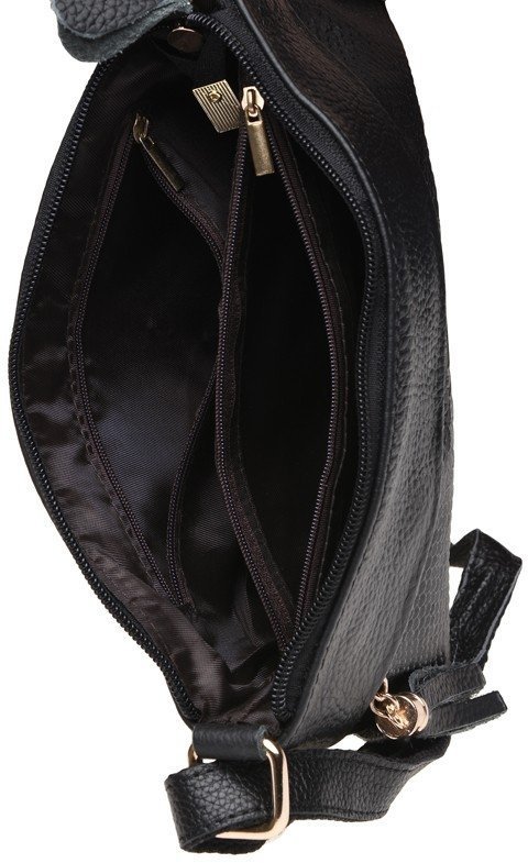Женская стильная кожаная сумка небольшого размера в черном цвете Keizer (19354)