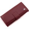 Женский кожаный кошелек бордового цвета с хлястиком на кнопке ST Leather 1767411 - 1