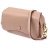 Бежевая женская сумка-кроссбоди из натуральной кожи с клапаном на магнитной кнопке Vintage 2422432 - 1