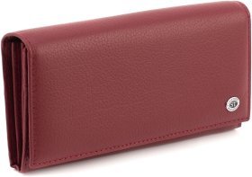 Бордовый женский кошелек из натуральной кожи с клапаном на кнопке ST Leather 1767416