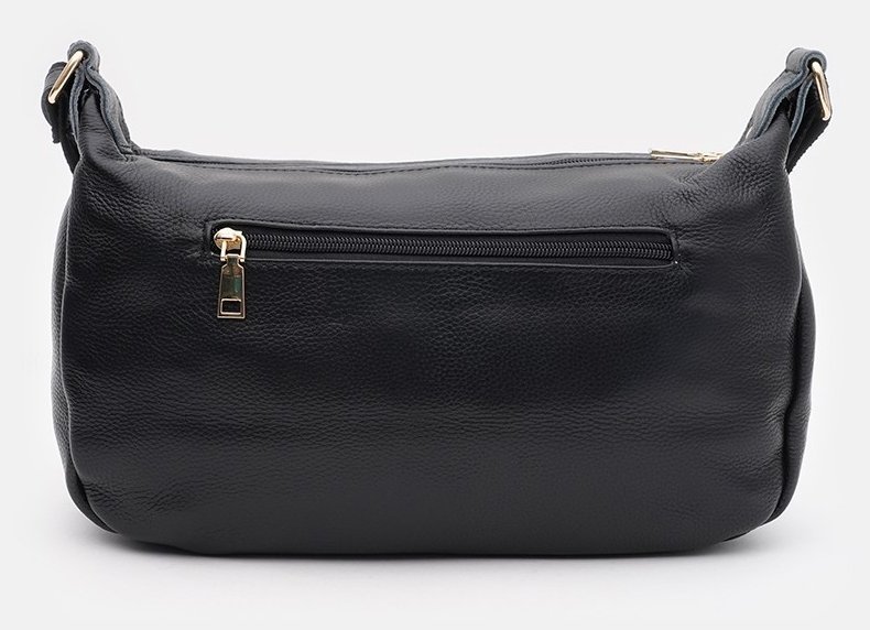 Женская кожаная сумка черного цвета с одной лямкой на плечо Keizer 71519
