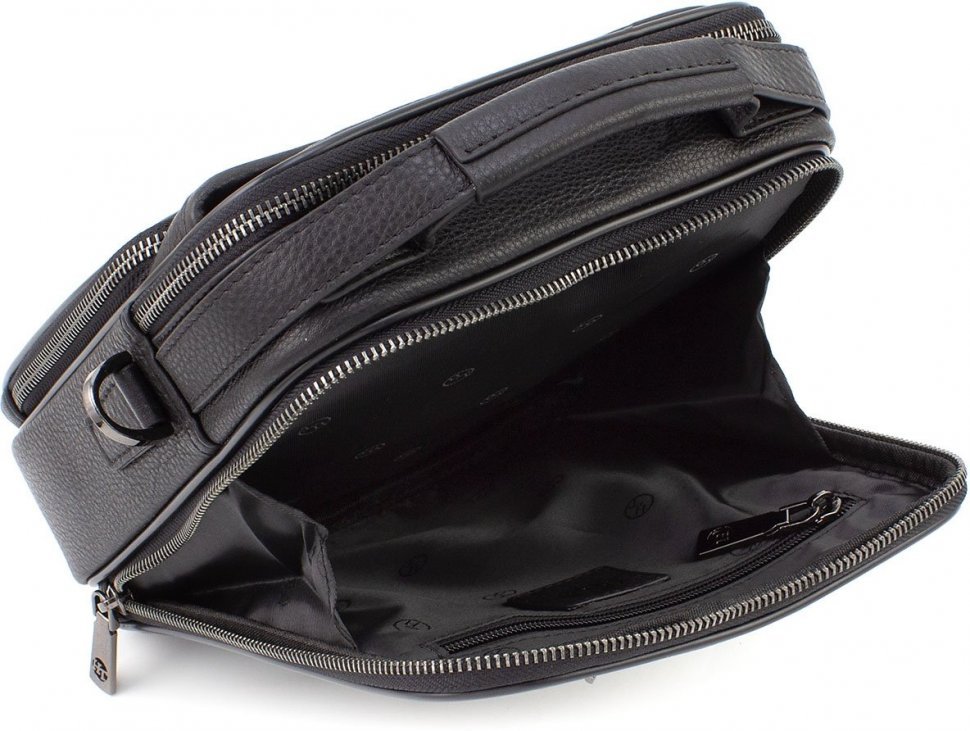 Мужская сумка-барсетка вертикального типа из натуральной кожи на двух молниях H.T Leather (10003)