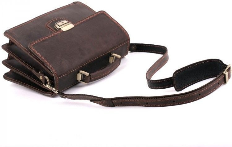 Мужской винтажный малый портфель из натуральной крепкой кожи - Старинная Италия (10023)