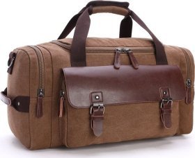 Дорожная сумка из текстиля коричневого цвета на молнии Vintage (20193)