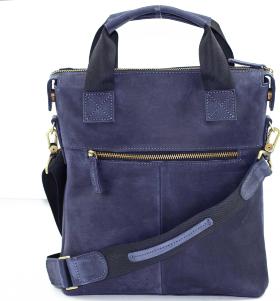 Наплечная мужская сумка синего цвета с ручками в стиле винтаж VATTO (12062) - 2