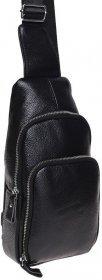 Мужская сумка-рюкзак из износостойкой кожи черного цвета Borsa Leather (19306)