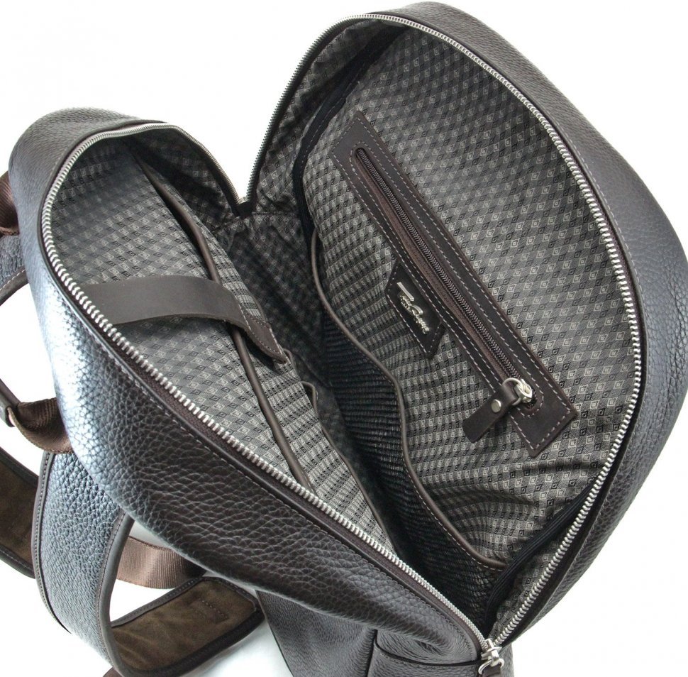 Коричневый мужской рюкзак из натуральной кожи под ноутбук Tom Stone (10952)