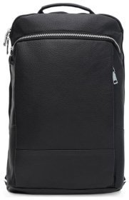 Мужской кожаный рюкзак в классическом черном цвете с отсеком под ноутбук Ricco Grande 72433