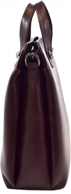 Бордовая кожаная сумка из натуральной кожи с ручками DESISAN (19109) - 2