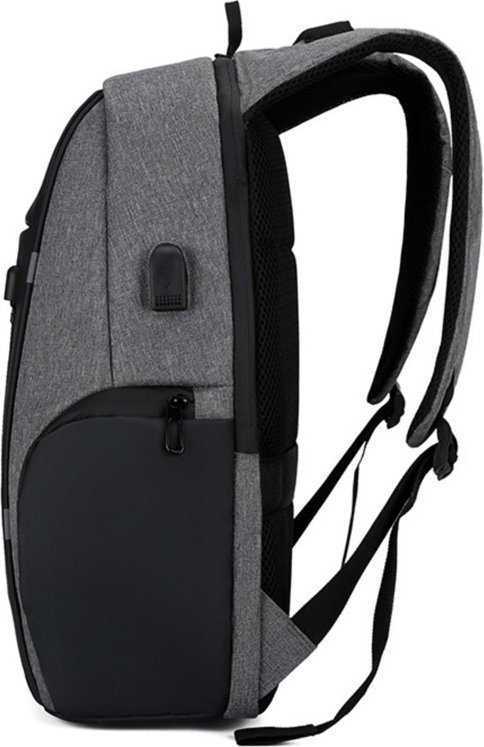 Практичный мужской рюкзак из полиэстера серого цвета под ноутбук Monsen (56844)