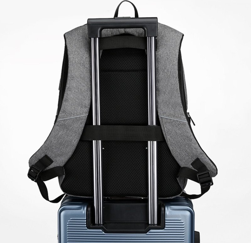 Практичный мужской рюкзак из полиэстера серого цвета под ноутбук Monsen (56844)