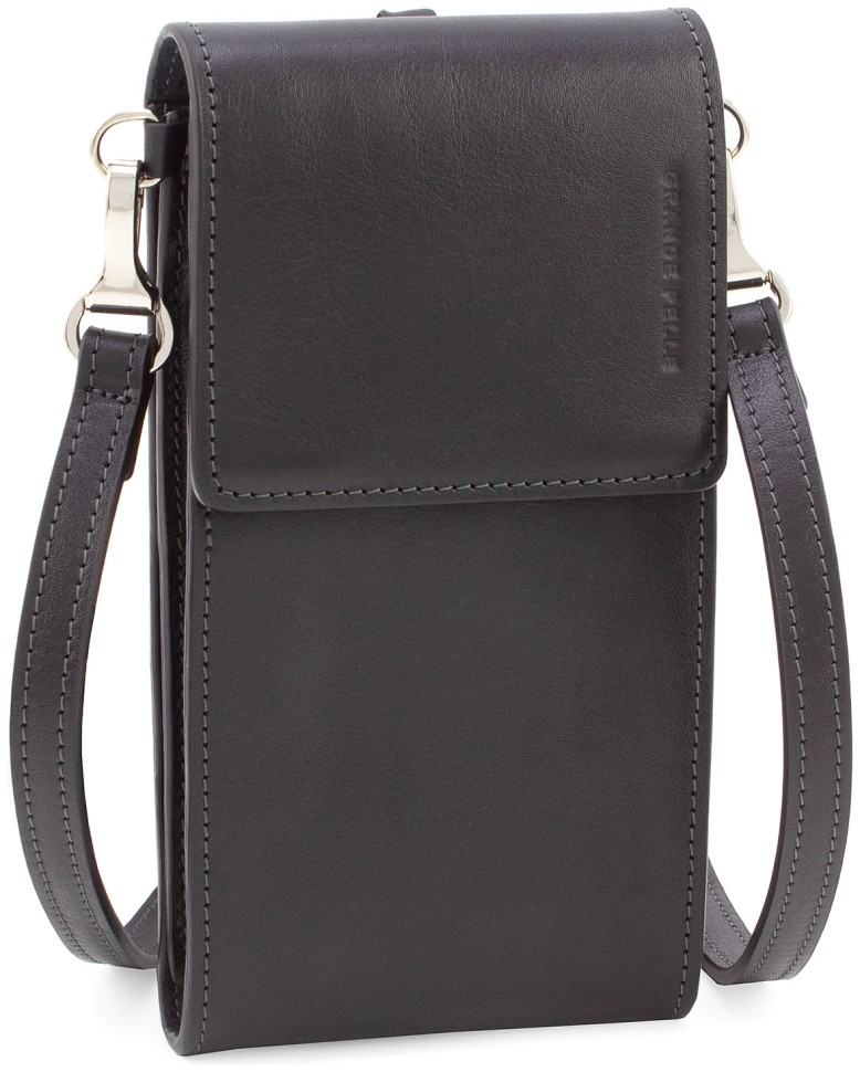 Кожаная вертикальная сумка-кошелек из гладкой кожи Grande Pelle (10163)