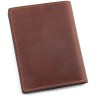 Винтажная обложка для паспорта и автодокументов в коричневом окрасе Grande Pelle (13069) - 3