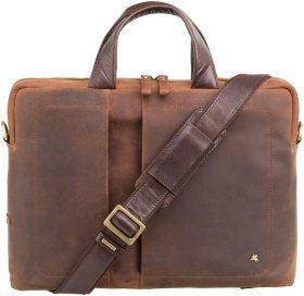 Большая мужская сумка для ноутбука из винтажной кожи светло-коричневого цвета Visconti Octo 69149