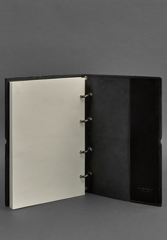 Кожаный блокнот А4 на кольцах (софт-бук) 9.0 в мягкой обложке черного цвета - BlankNote (42650)