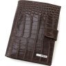Коричневое мужское портмоне из натуральной кожи с блоком под документы KARYA (55950) - 1