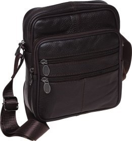 Темно-коричневая недорогая мужская сумка через плечо из натуральной кожи Borsa Leather (21908)