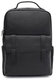 Большой черный мужской рюкзак из натуральной кожи на два отделения Ricco Grande 71557