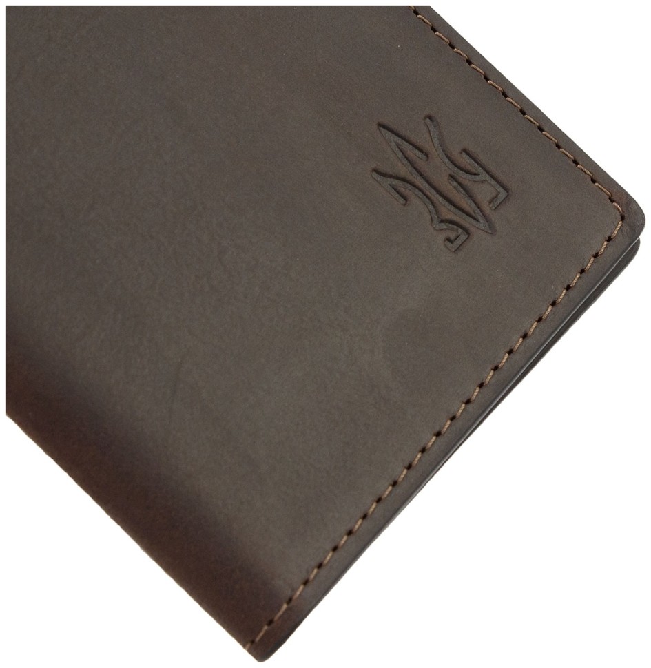 Темно-коричневая обложка для военного билета из натуральной кожи ЗСУ-герб - Grande Pelle (13115)