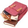 Бордовая текстильная сумка-рюкзак с двумя отделениями из плотного текстиля Vintage 2422164  - 6