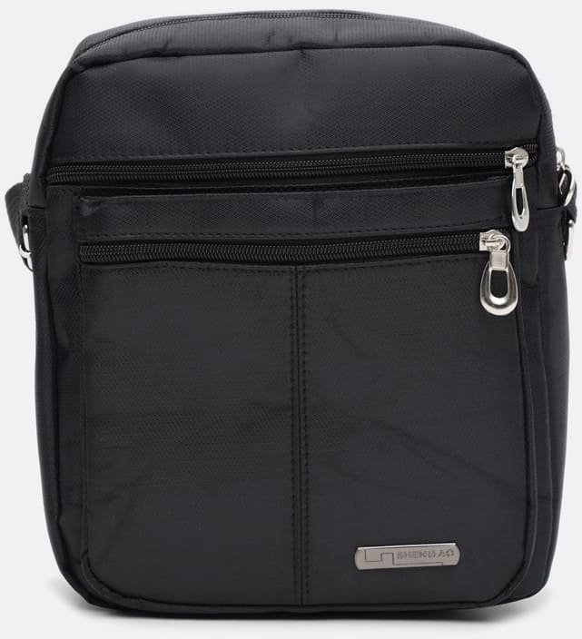 Mужская черная сумка на плечо среднего размера из текстиля Monsen (21893)