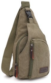 Мужской слинг-рюкзак из плотного текстиля зеленого цвета Monsen 71764