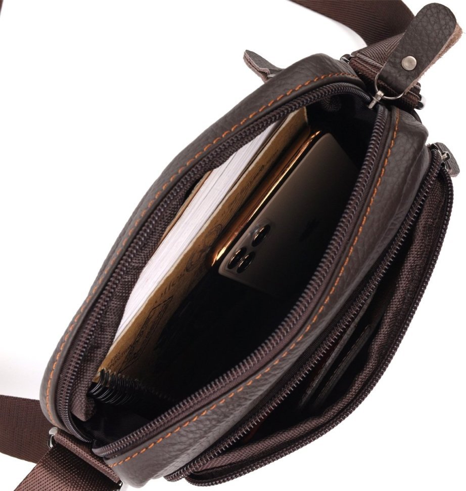 Коричневая маленькая мужская сумка-планшет из натуральной кожи Vintage (20687)