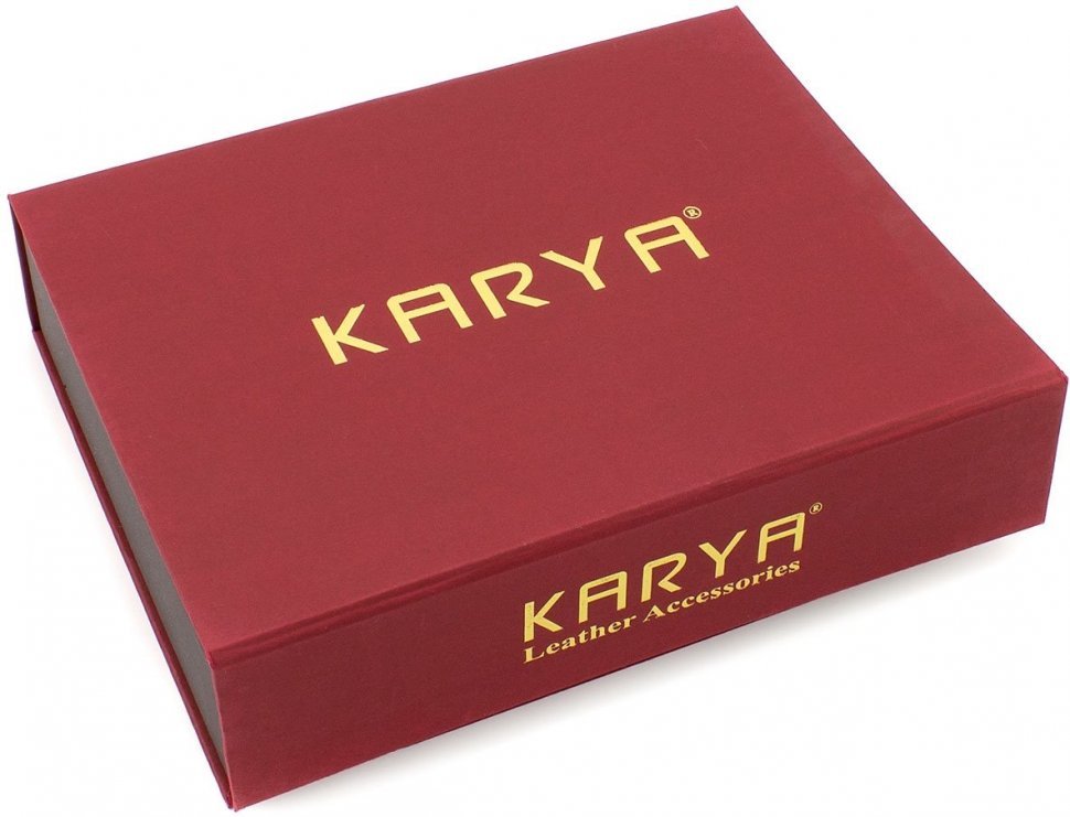 Подарочный женский набор красного цвета из лаковой кожи (кошелек и картхолдер) KARYA (19851)