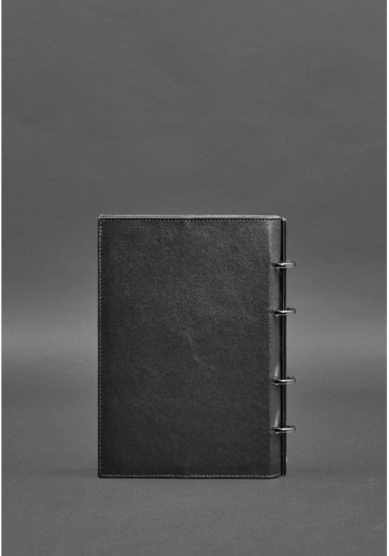 Кожаный блокнот на кольцах с твердой черной обложкой BlankNote (14169)