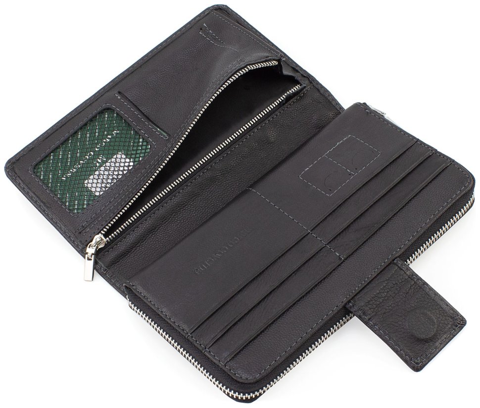 Повседневный кошелек на молнии с блоком под много карточек MC Leather (17426)
