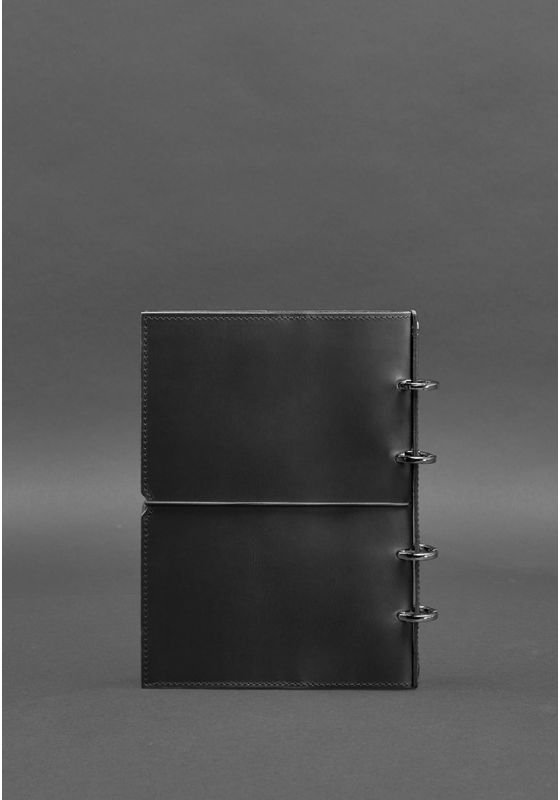 Кожаный блокнот на кольцах (софт-бук) в мягкой черной обложке BlankNote (14176)