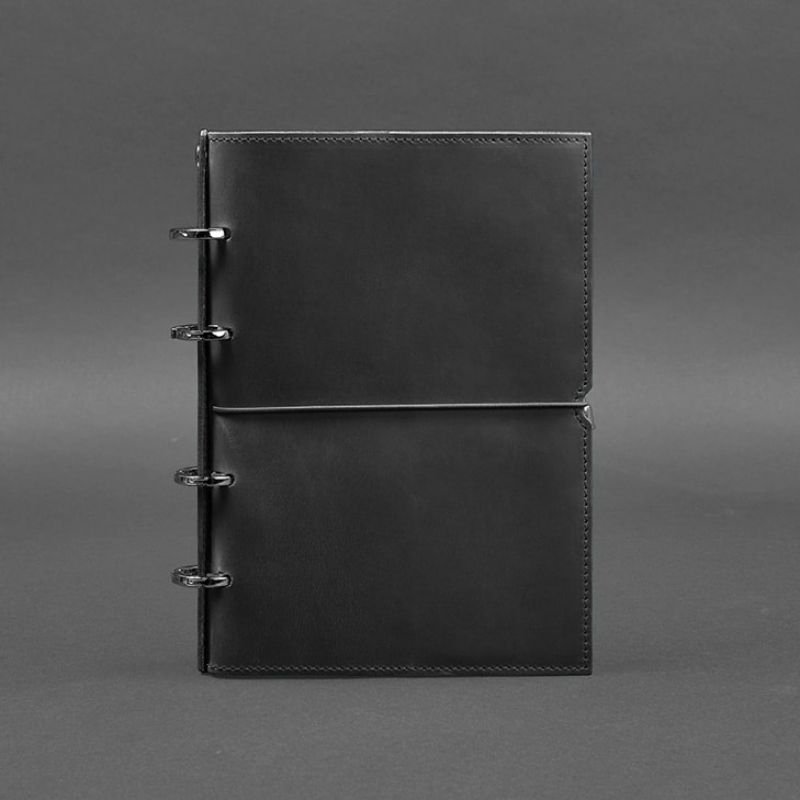 Кожаный блокнот на кольцах (софт-бук) в мягкой черной обложке BlankNote (14176)