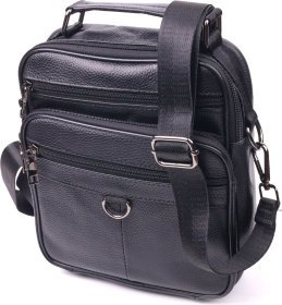 Черная мужская сумка-барсетка из натуральной кожи с ручкой Vintage (2421278)