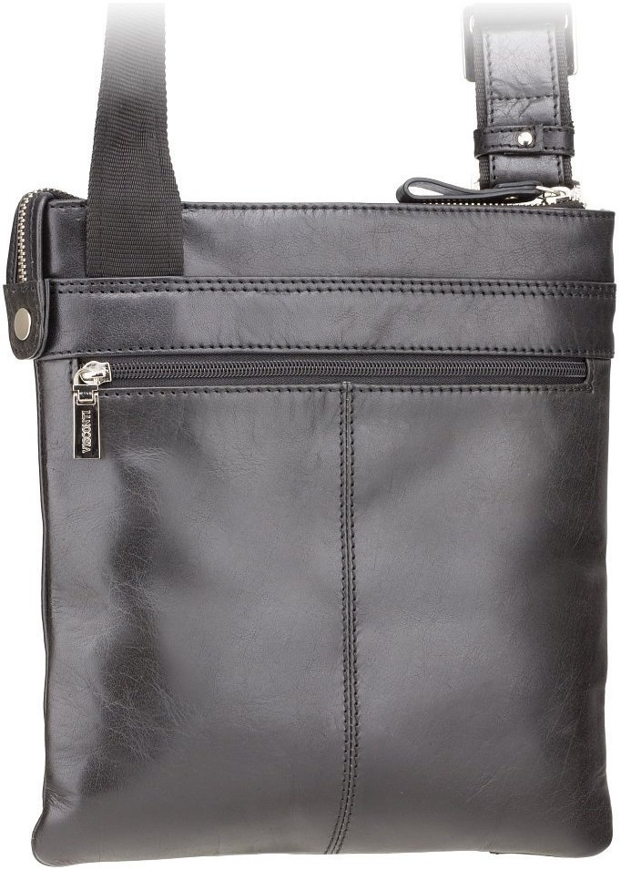 Мужская наплечная сумка из гладкой кожи высокого качества на молнии Visconti Taylor 68779