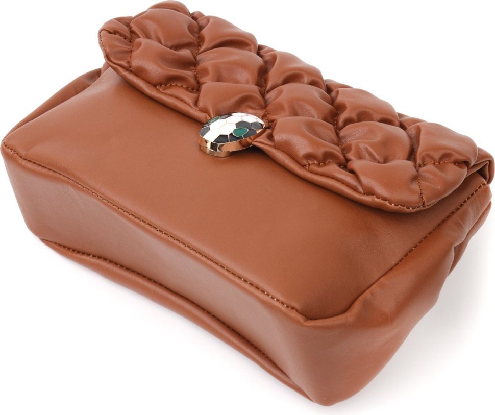 Стеганая женская сумка-кроссбоди из эко-кожи коричневого цвета Vintage (18711)