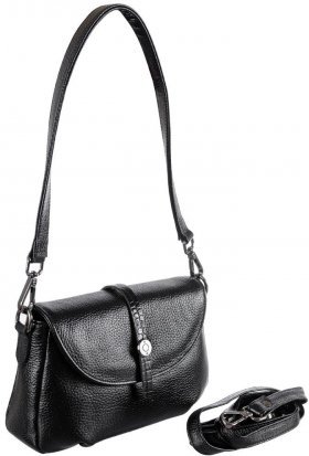 Черная наплечная женская сумка маленького размера из зернистой кожи Desisan (19166) - 2