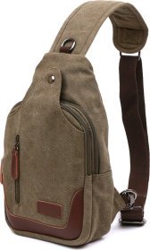 Зеленая текстильная мужская сумка-слинг через плечо Vintage (20386)