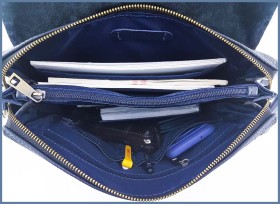 Сумка планшет кожаная синего цвета с плечевым ремнем и ручкой VATTO (11829) - 2