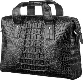 Деловая сумка из натуральной кожи крокодила черного цвета CROCODILE LEATHER (024-18022)