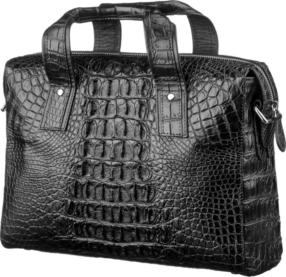 Деловая сумка из натуральной кожи крокодила черного цвета CROCODILE LEATHER (024-18022)