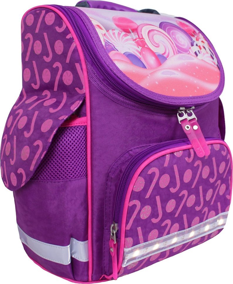 Каркасный фиолетовый рюкзак из текстиля для девочки с принтом Bagland 53291