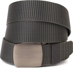 Практичный мужской ремень из серого текстиля с металлической пряжкой Vintage (2420597)